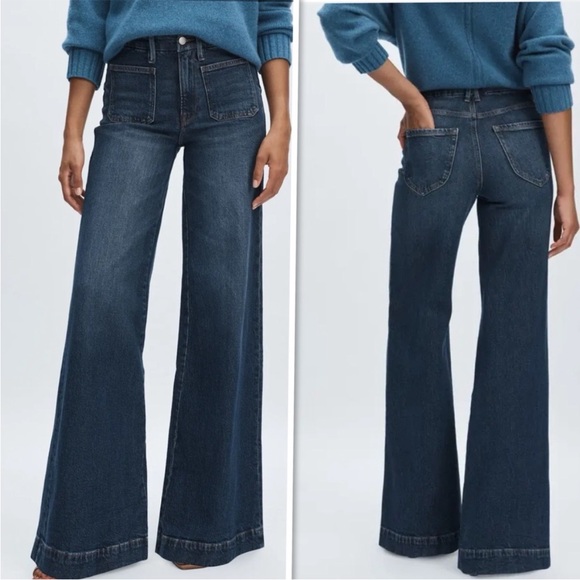 Good American Good Waist PALAZZO Patch Pocket Trouser Jeans Size 31 - Picture 2 of 10